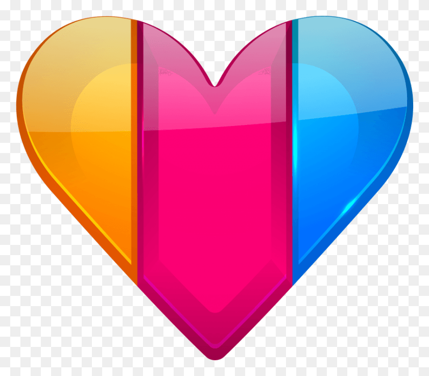 840x730 Free Colorful Heart Clipart Photo Colorful Heart, Plectrum, Balloon, Ball HD PNG Download