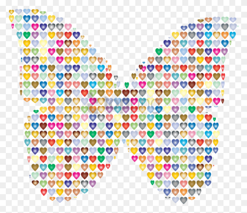 850x724 Png Разноцветные Сердца Изображение С Прозрачной Бабочкой Картинки Красочный, Графика, Ковер Hd Png