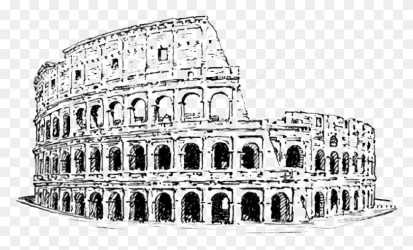 821x472 Free Colosseum Clipart Photo Images Ancient Rome Colosseum Drawing, Architecture, Building, Church HD PNG Download