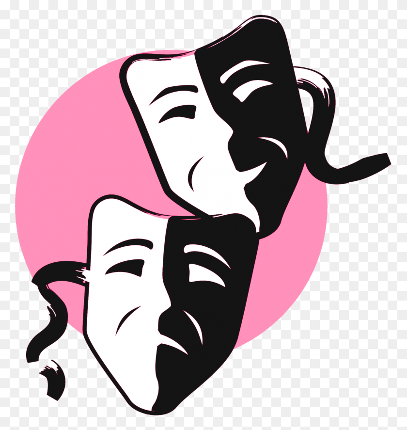 1374x1458 Free Comedy And Tragedy Masks Clipart Mask Transparent Comedy Tragedy, Label, Text, Sticker HD PNG Download