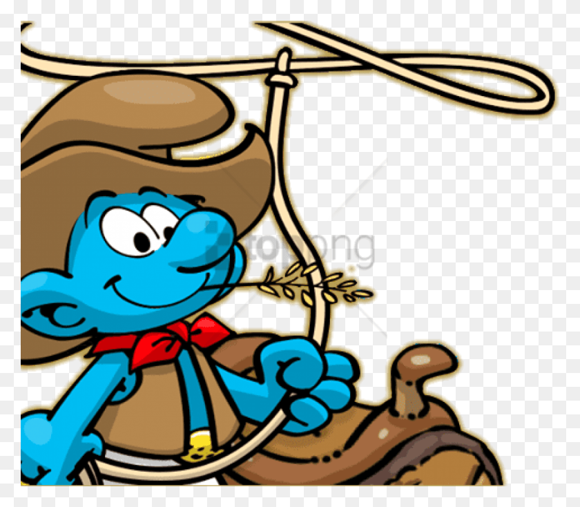 850x735 Free Cowboy Smurf Image With Transparent Background Cowboy Smurf, Graphics, Text HD PNG Download