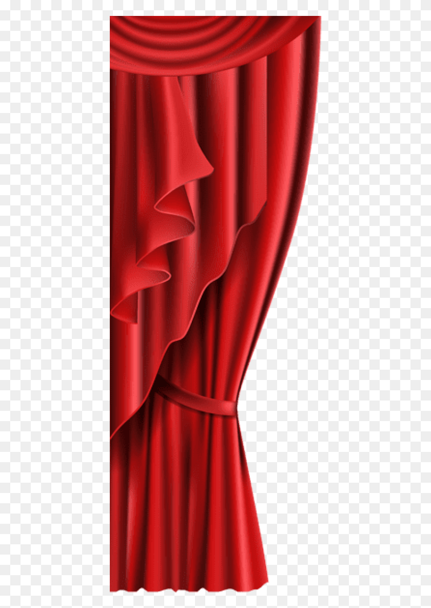 414x1124 Free Curtain Red Transparent Clipart Green Curtain, Velvet, Silk HD PNG Download