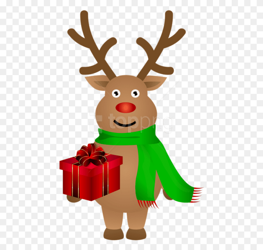 466x739 Free Cute Christmas Reindeer Clipart Reindeer, Gift, Snowman, Winter HD PNG Download