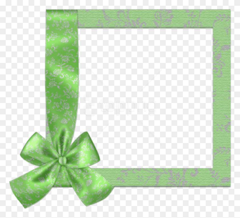 826x744 Free Cute Green Frame With Bow Background Best Transparent Baby Frame, Text, Symbol, Star Symbol HD PNG Download