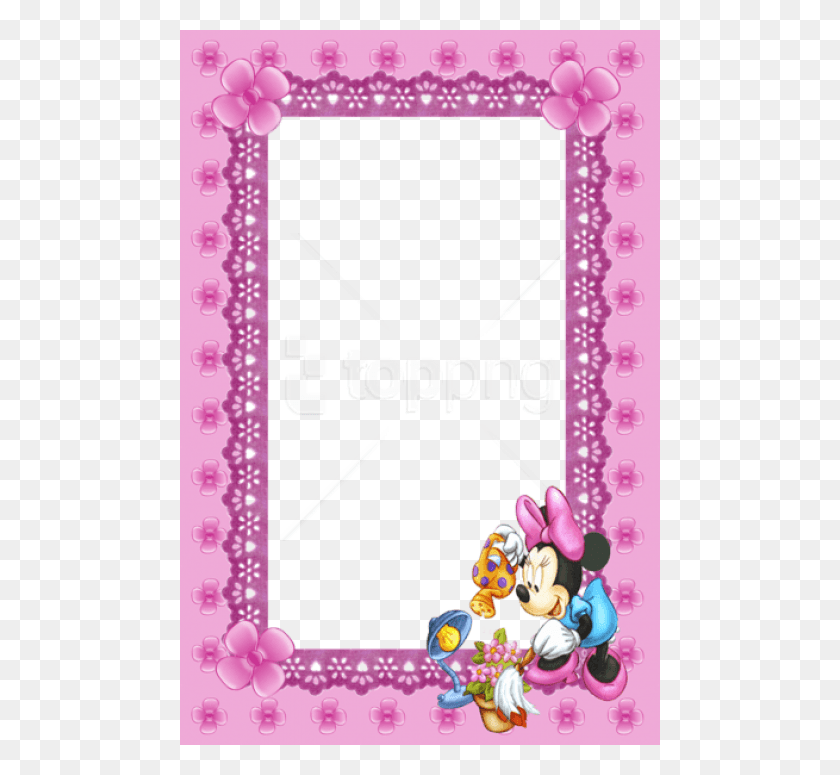 480x715 Free Cute Kids Prink Mini Mouse Transparent Frame Frames Minnie Mouse, Purple, Text, Photo Booth HD PNG Download