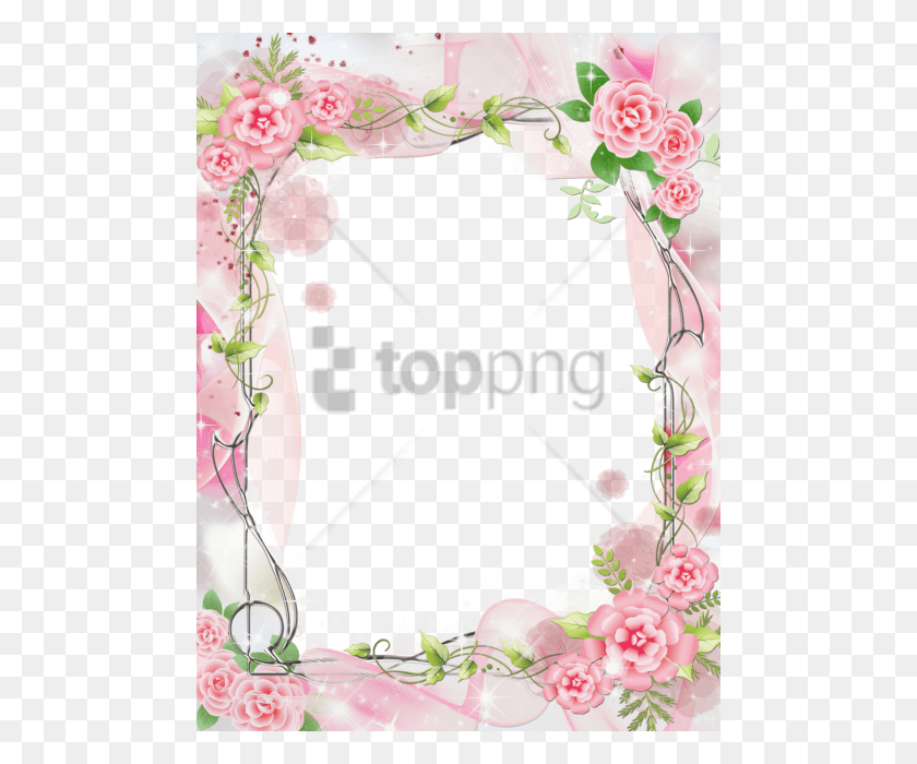 480x640 Free Cute Photo Frame Image With Transparent Frame Pink Rose Transparent, Graphics, Floral Design HD PNG Download