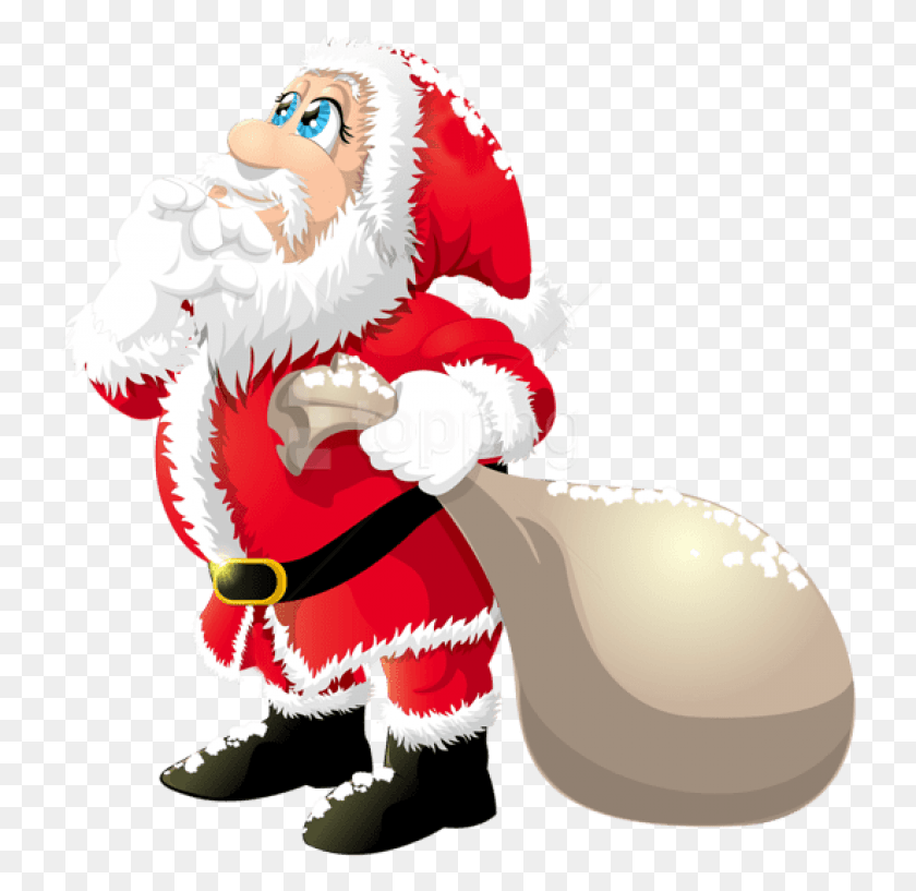 730x757 Free Cute Santa Claus Santa Claus Images, Costume, Elf, Plant HD PNG Download