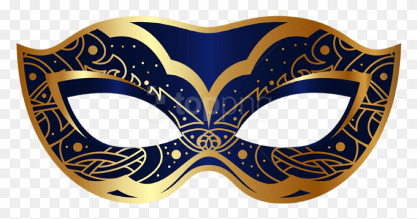 831x407 Máscara De Carnaval Azul Oscuro Clipart Máscara De Mascarada Fondo Transparente, Etiqueta, Texto Hd Png Descargar