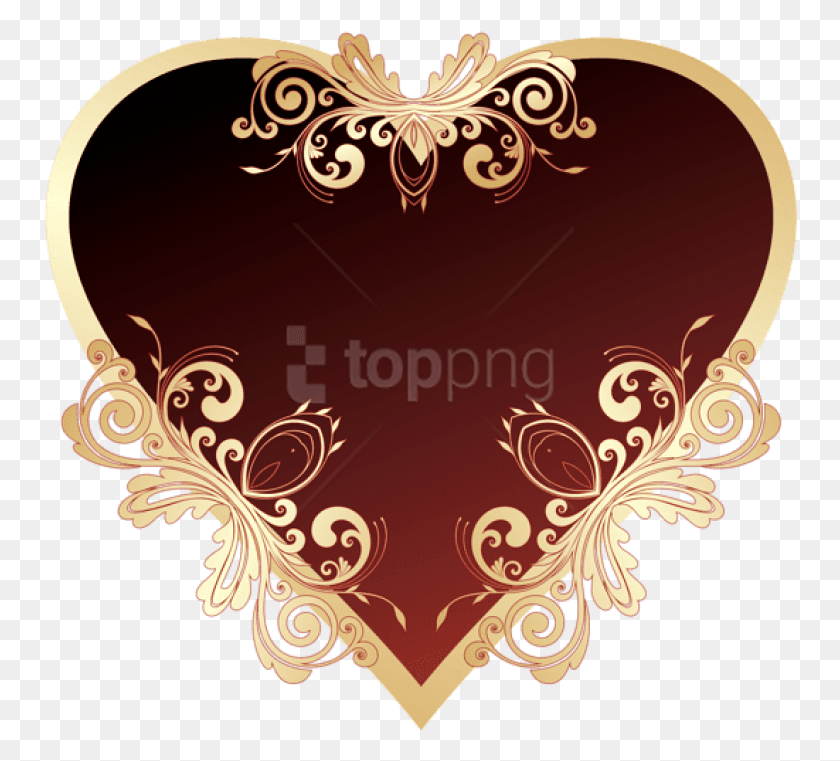 754x701 Free Dark Red Heart With Decorations Portable Network Graphics, Floral Design, Pattern HD PNG Download