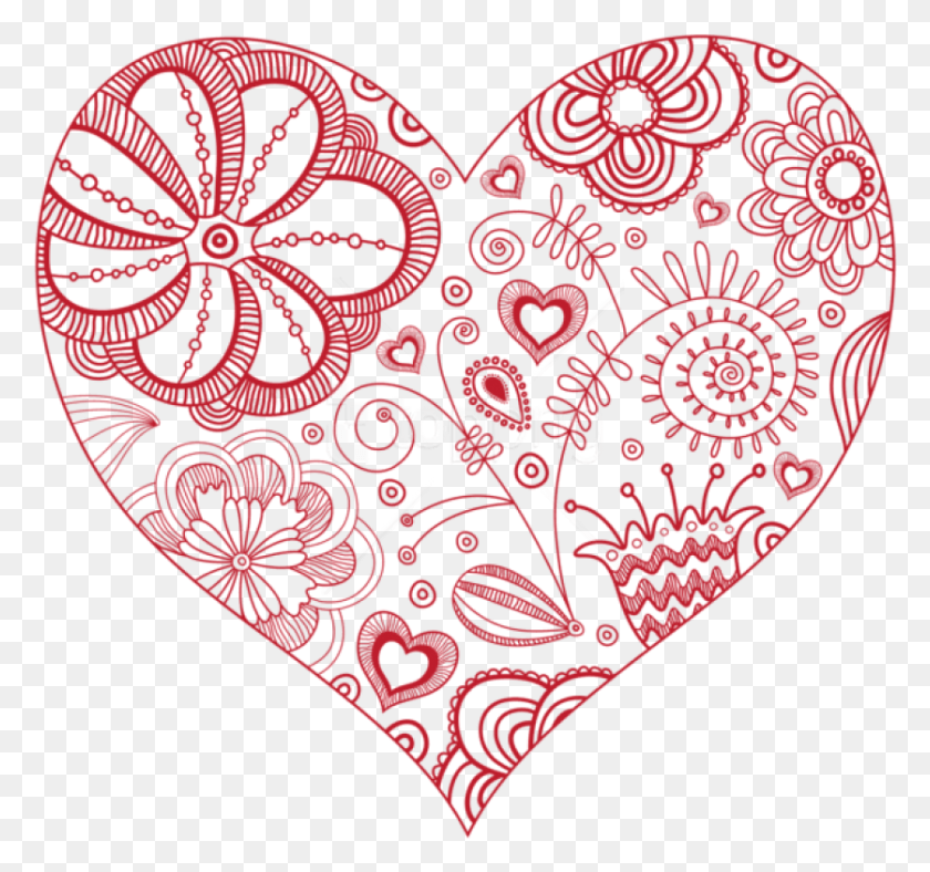 837x782 Free Decorative Red Heart Decorative Heart Clipart, Rug, Pattern HD PNG Download