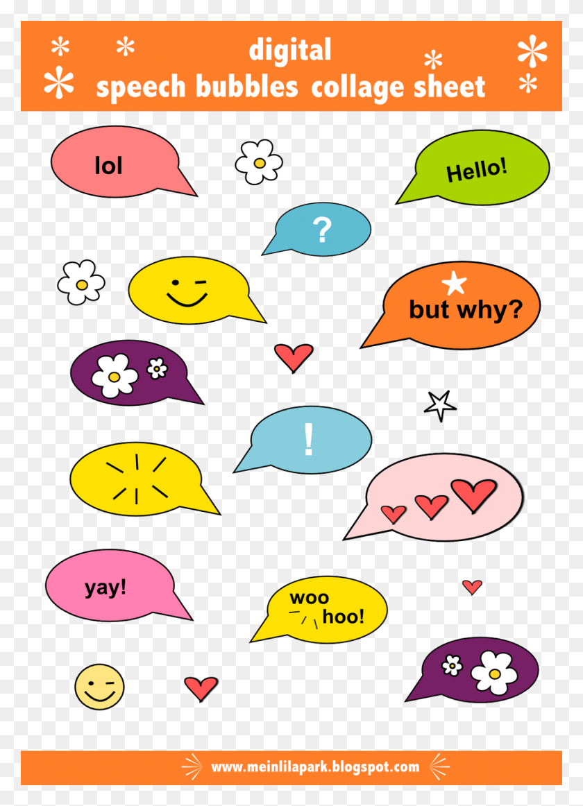 1132x1600 Free Digital Speech Bubbles Collage Sheet Scrapbook Sticker Printable, Clothing, Apparel, Hat HD PNG Download