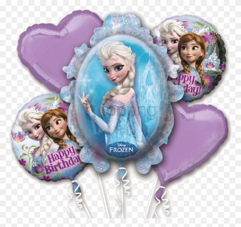 851x799 Free Disney Frozen Balloon Bouquet Image With Elsa And Anna Balloons, Doll, Toy, Figurine HD PNG Download