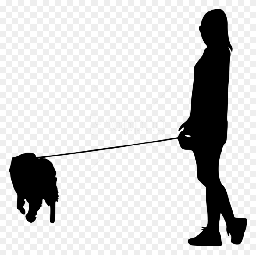 850x846 Free Dog Walking Silueta Personas Caminando Perro Silueta, Persona, Humano Hd Png