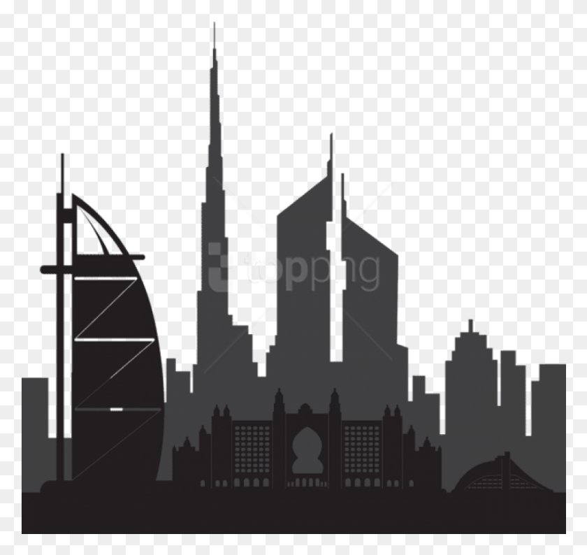 851x801 Free Dubai Silhouette Dubai Clipart, Building, Architecture HD PNG Download