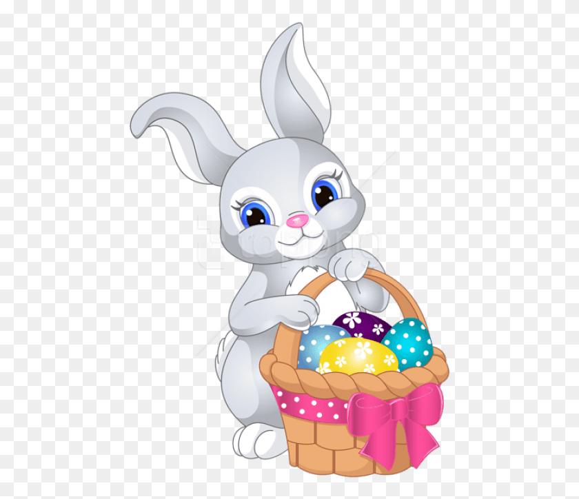 467x664 Free Easter Bunny With Egg Basket Easter Bunny With Basket, Toy, Food, Easter Egg HD PNG Download