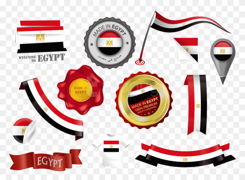 850x611 Free Egyptian Flag And National Emblem Flag Of Egypt, Label, Text, Wristwatch HD PNG Download
