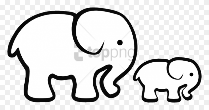 850x416 Бесплатное Изображение Слона С Прозрачным Фоном Черно-Белый Слон Клипарт, Млекопитающее, Животное, Дикая Природа Hd Png Скачать