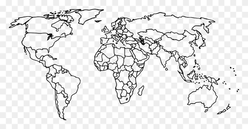 2880x1394 Free Empty World Map With Countries, Gray, World Of Warcraft HD PNG Download