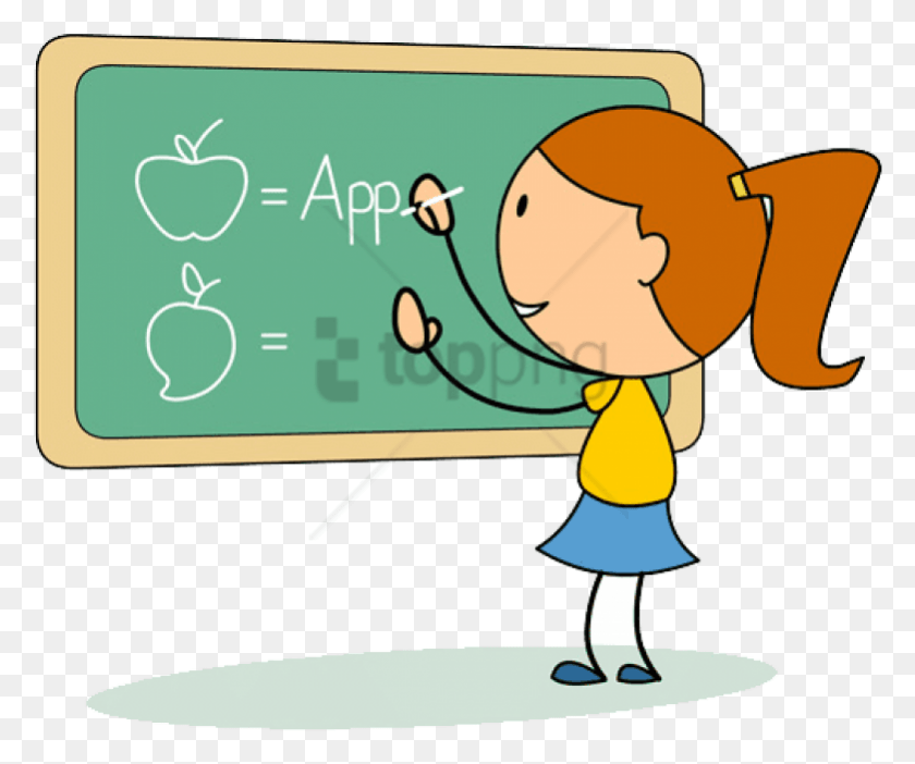 781x643 Free English Cartoon Image With Transparent Writing On A Blackboard Clipart, Teacher HD PNG Download
