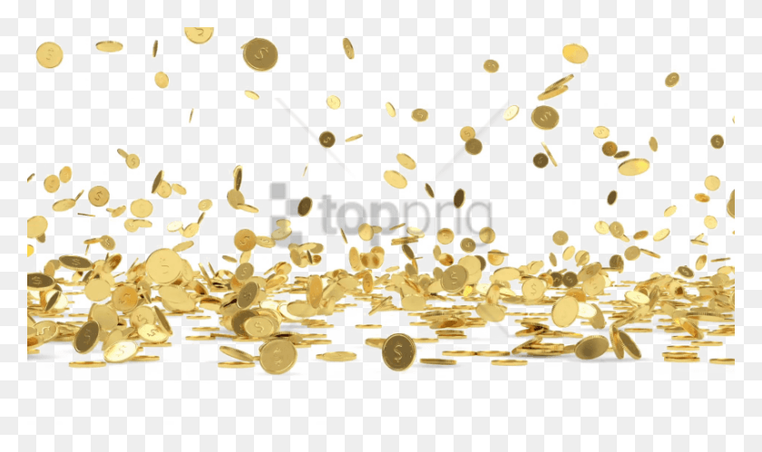 850x479 Free Falling Gold Coins Image With Transparent Transparent Coins, Confetti, Paper, Treasure HD PNG Download