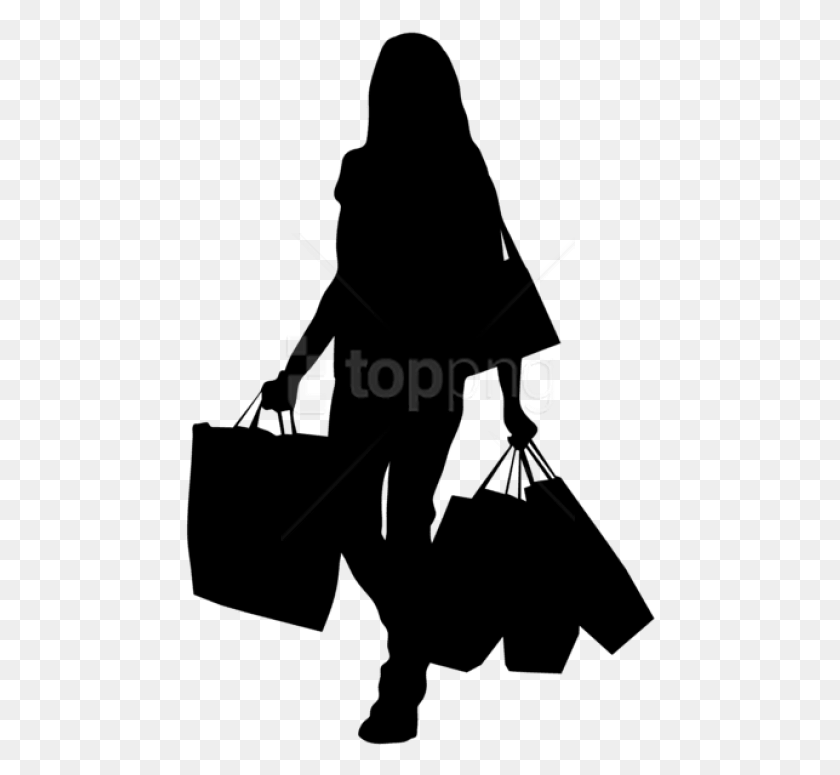 471x715 Free Female Silhouette With Shopping Bags Shopping Bags Silhouette, Text, Number, Symbol HD PNG Download
