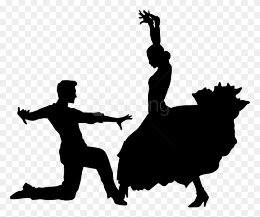 833x686 Free Flamenco Dancers Silhouette Couple Dancing Silhouette With Transparent Background, Text, Symbol, Logo HD PNG Download