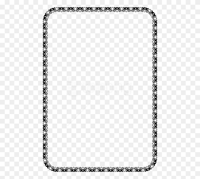 480x693 Free Floral Border A4 Black And White Border, Pin, Text HD PNG Download