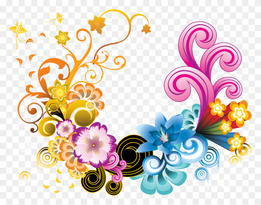850x656 Free Floral Colorful Images Background Designs For Photoshop, Graphics, Floral Design HD PNG Download