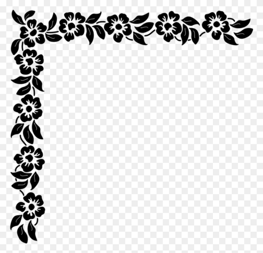 839x805 Free Floral Corner Clipart Photo Corner Clipart Black And White, Gray, World Of Warcraft HD PNG Download