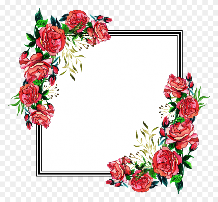 919x848 Free Floral Frame Hybrid Tea Rose, Graphics, Floral Design HD PNG Download