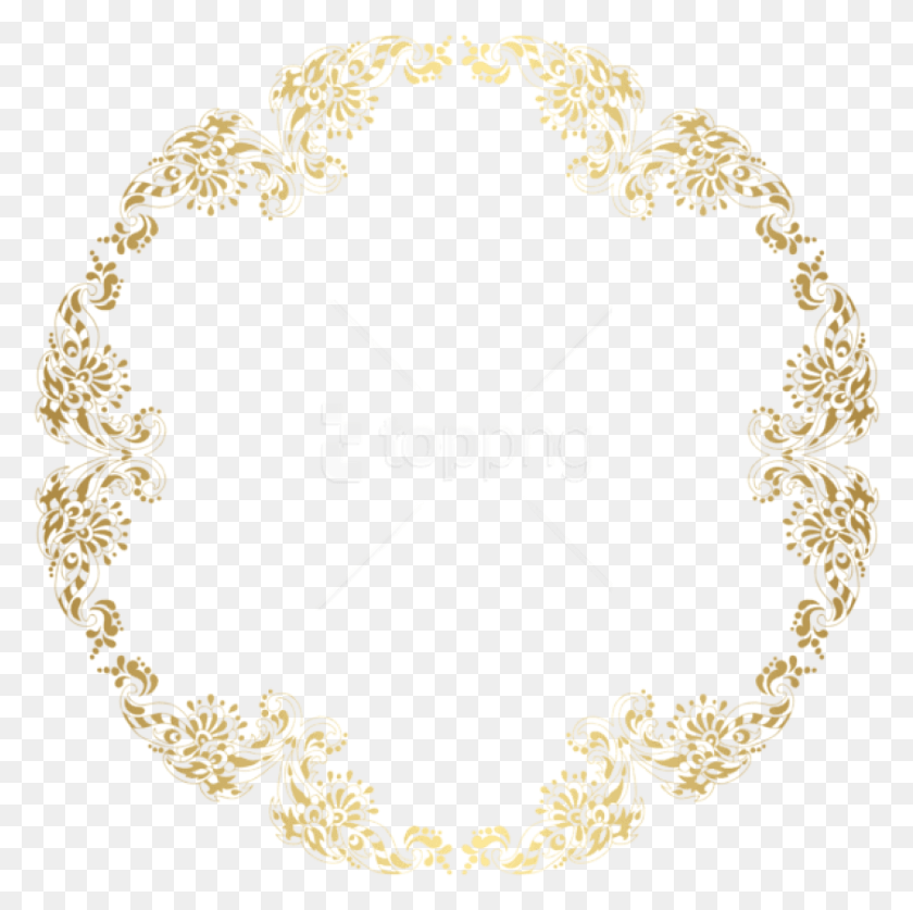 841x838 Free Floral Gold Round Border Clipart Circle Frame Gold, Diseño Floral, Patrón, Gráficos Hd Png Descargar