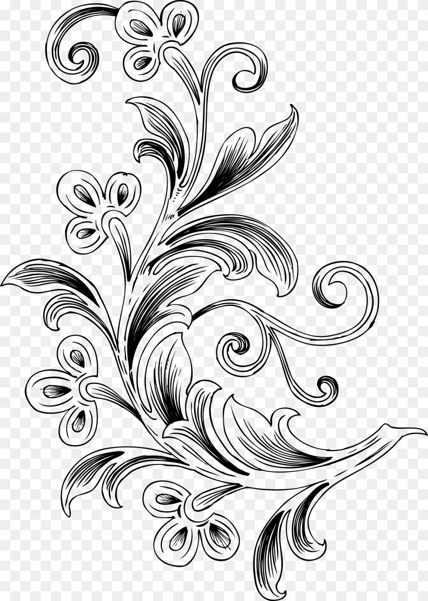 1746x2450 Floral Vector, Gray Clipart PNG