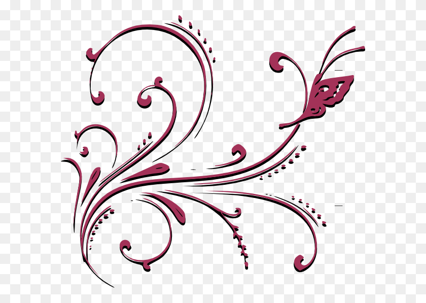 600x537 Free Floral Vector Pink Butterfly Vector, Graphics, Diseño Floral Hd Png Descargar