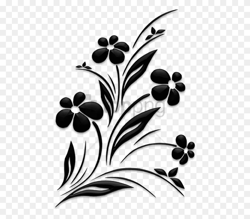 480x674 Free Flower Design Black And White, Graphics, Floral Design HD PNG Download