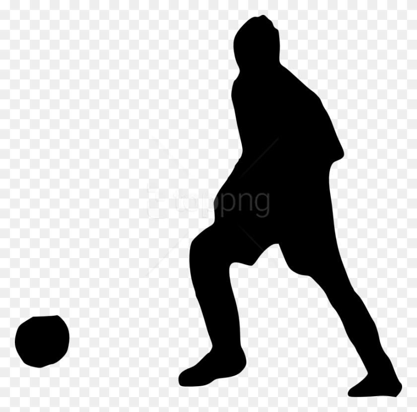 850x840 Free Football Player Silhouette Images Transparent Silhouette, Person, Human, Kneeling HD PNG Download