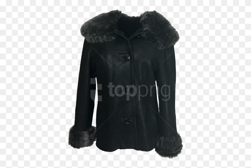 387x505 Free Fur Lined Leather Jacket Fur Clothing, Apparel, Coat, Overcoat Descargar Hd Png