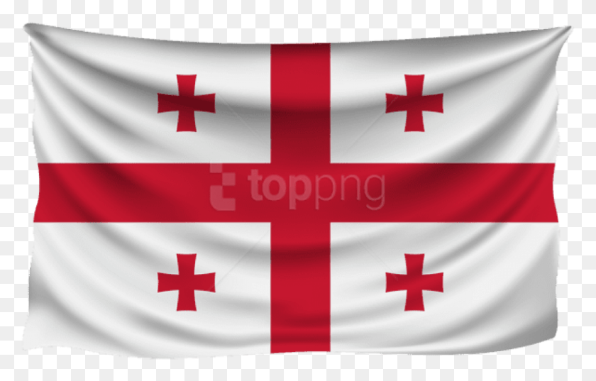 844x517 Free Georgia Wrinkled Flag Clipart Georgia Flag, First Aid, Symbol, Red Cross HD PNG Download