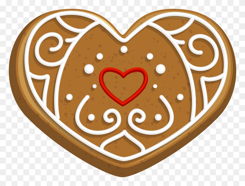 7921x5869 Free Gingerbread Heart Cookie Images Transparent Heart Cookie Clipart, Food, Biscuit, Birthday Cake HD PNG Download