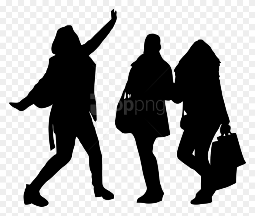 850x709 Free Girl Group Hoto Posing Silhouette Group People Silhouette, Person, Human HD PNG Download