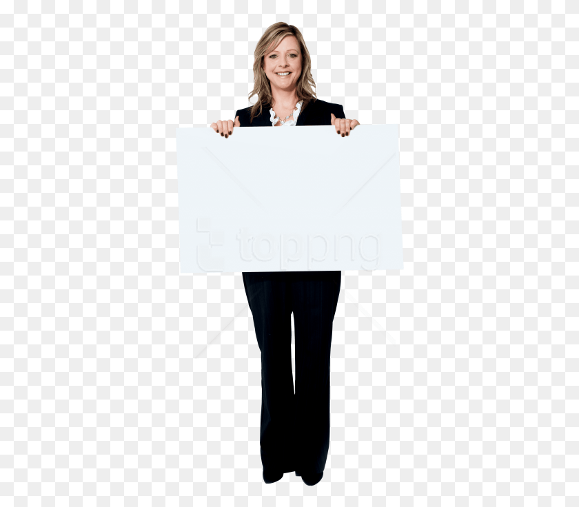 333x676 Free Girl Holding Banner Images Background Girl Holding Banner, Person, Human, White Board HD PNG Download