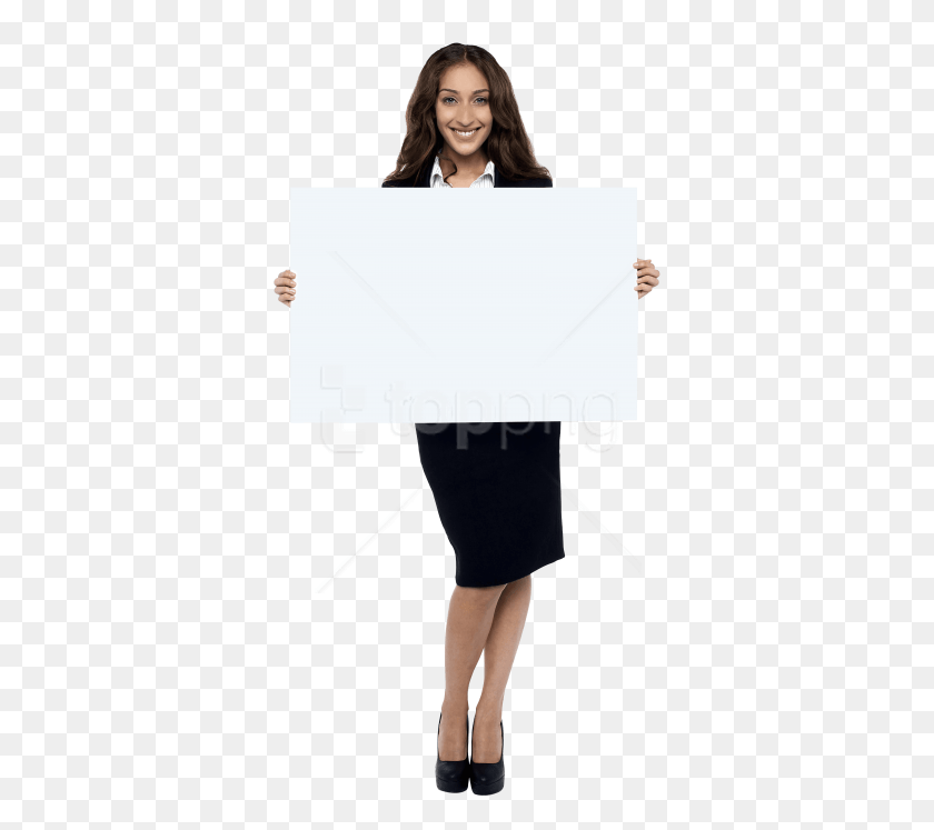 349x687 Free Girl Holding Banner Images Background Women Holding A Banner, Person, Human, White Board HD PNG Download