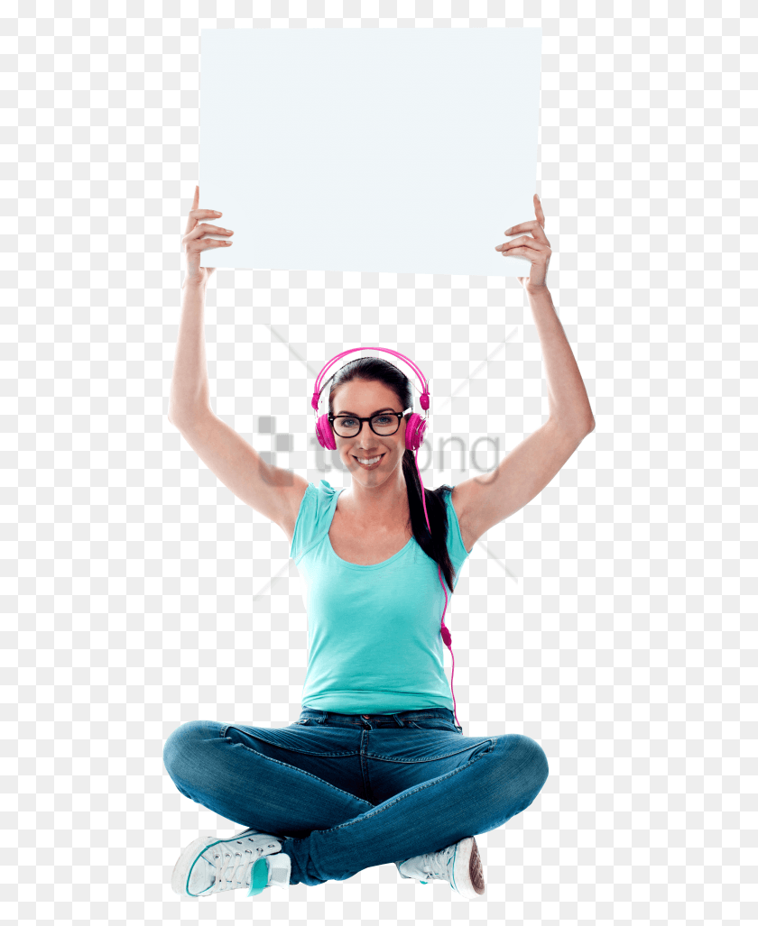 480x967 Free Girl Holding Banner In Images Sitting, Person, Arm, Female HD PNG Download