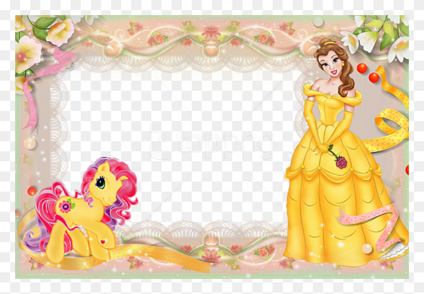 850x571 Free Girls Transparent Frame With Princess Background Princess Belle Photo Frame, Envelope, Graphics HD PNG Download