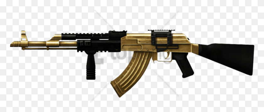 813x309 Free Gold Ak47 Image With Transparent Background Ak 47, Gun, Weapon, Weaponry HD PNG Download