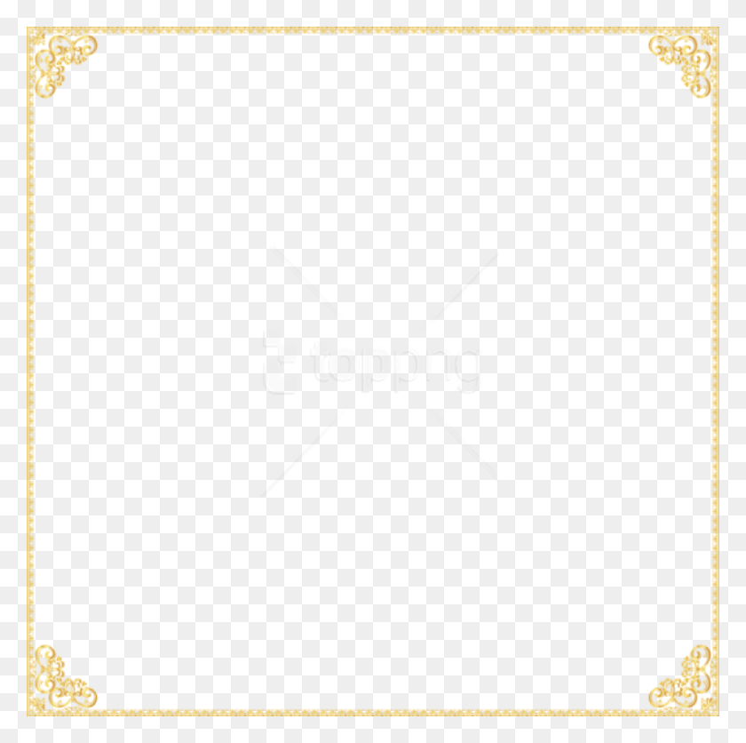 850x846 Free Gold Border Frame, Text, Paper HD PNG Download