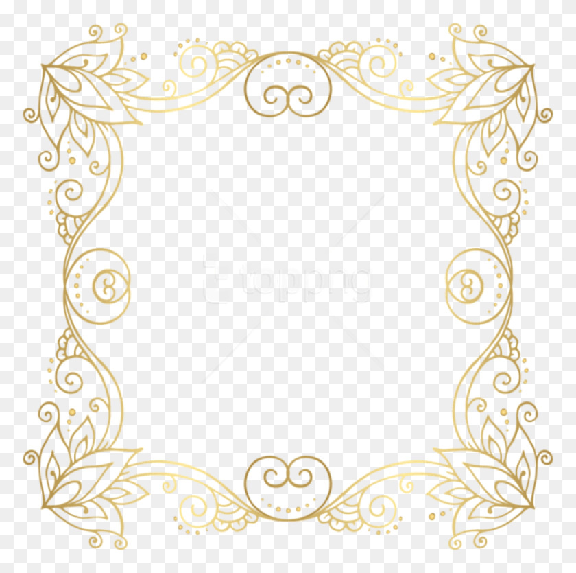 850x845 Free Gold Border Frame Clipart Photo Transparent Paisley Border, Floral Design, Pattern, Graphics HD PNG Download