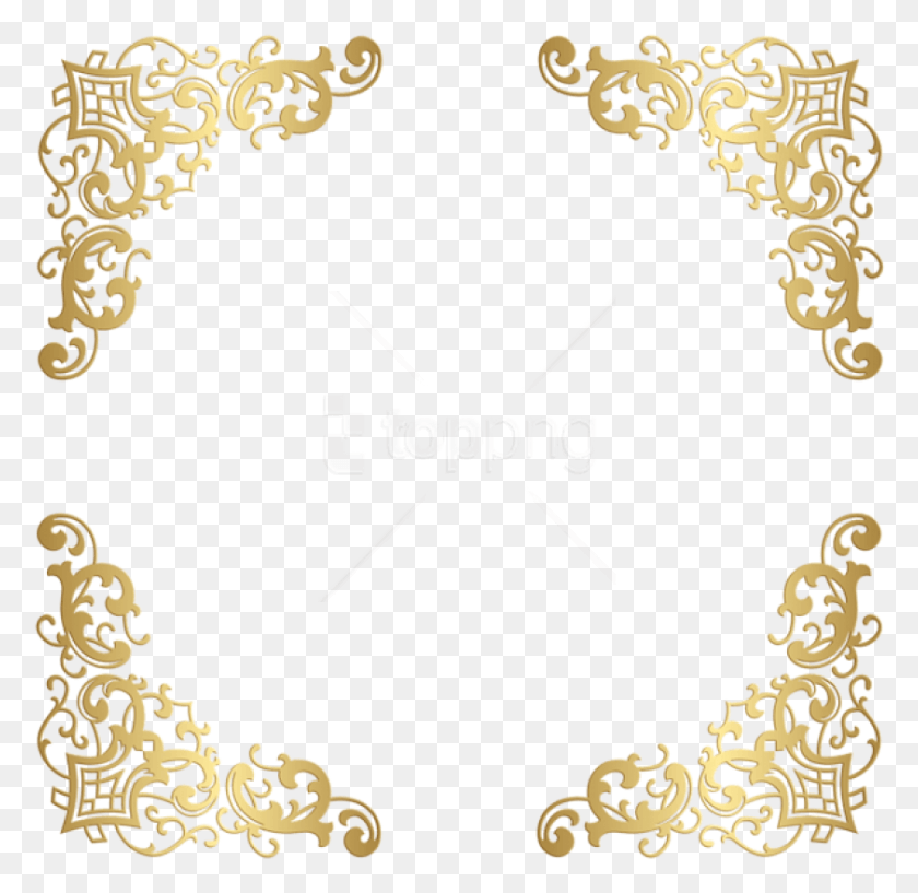 842x818 Free Gold Decorative Corners Transparent Gold Border No Background, Text, Floral Design, Pattern HD PNG Download