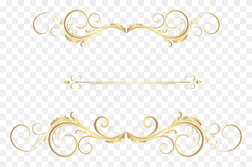850x542 Free Gold Decorative Ornaments Clipart Gold Decorative Lines, Floral Design, Pattern, Graphics HD PNG Download