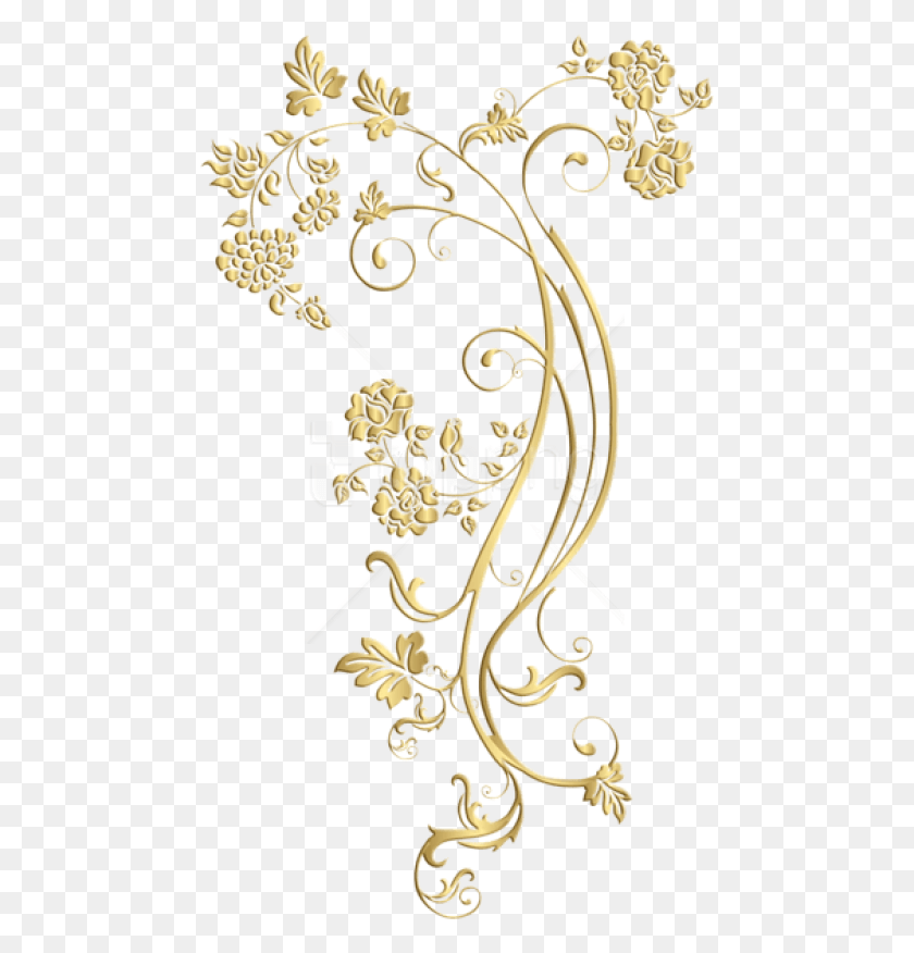 473x816 Free Gold Floral Ornament Frame Clipart Illustration, Plant, Floral Design, Pattern HD PNG Download