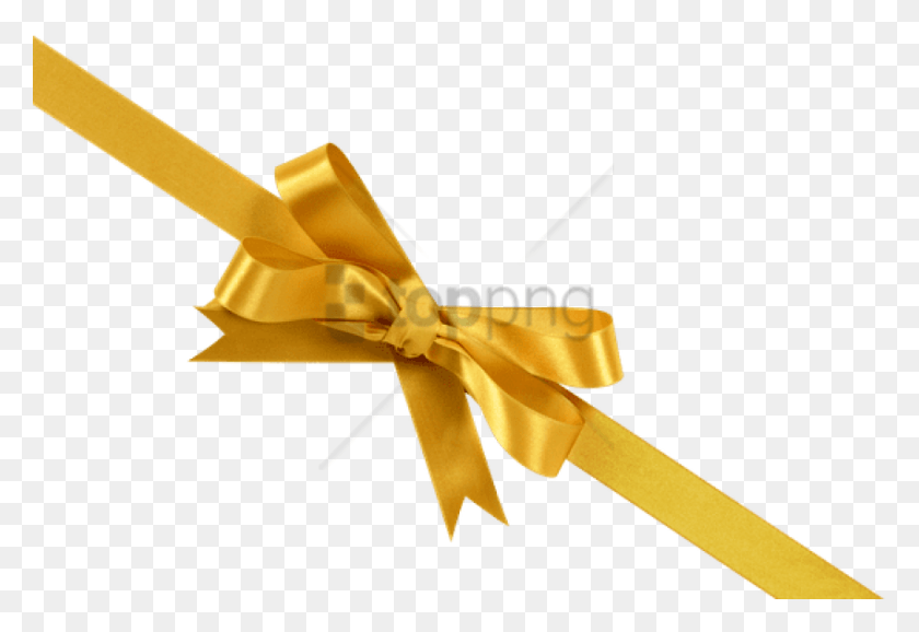 850x565 Free Gold Gift Bow Image With Transparent Transparent Gold Ribbon, Text, Knot HD PNG Download